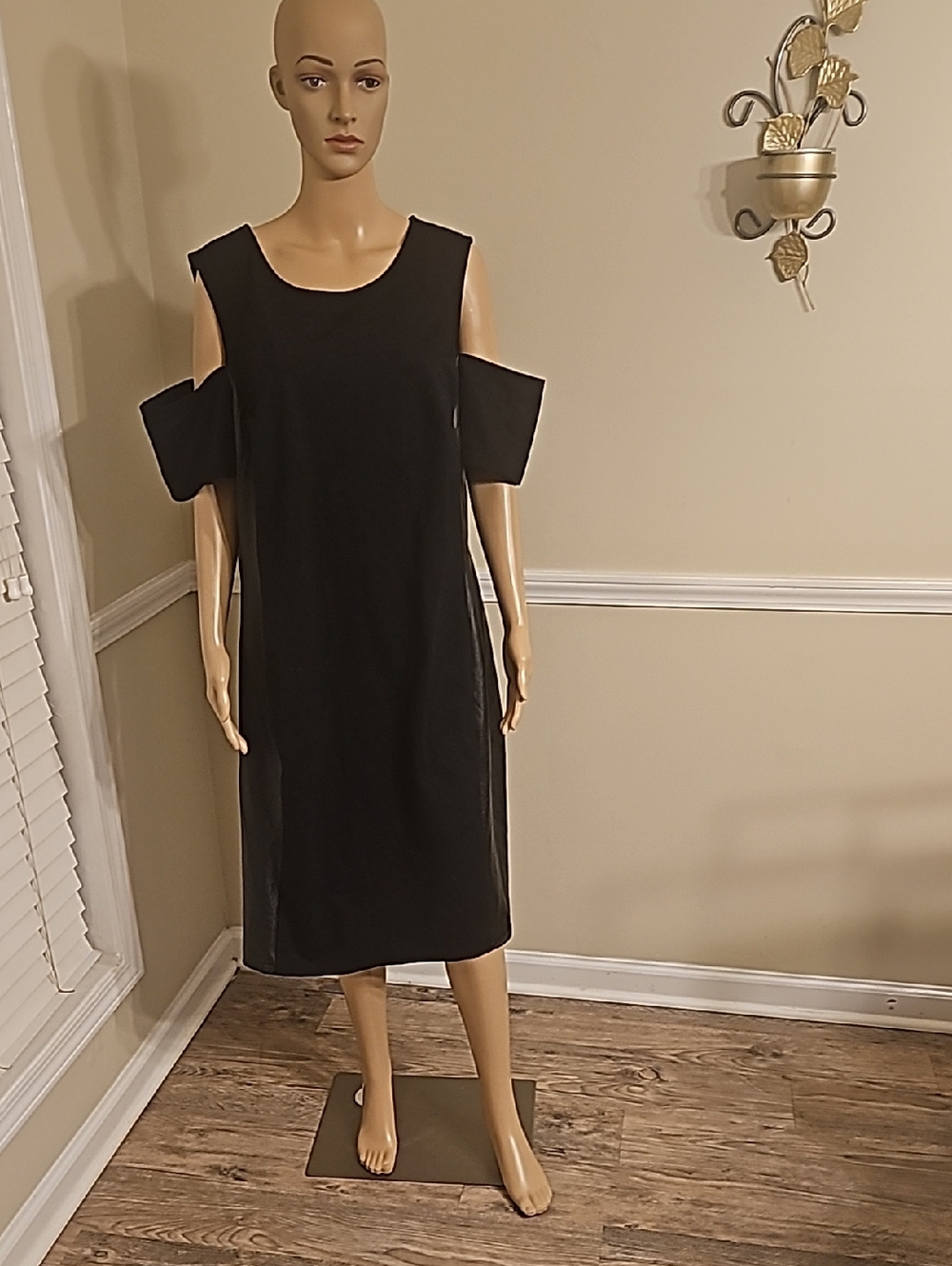 Lane Bryant Black Cold-Shoulder Midi Dress
